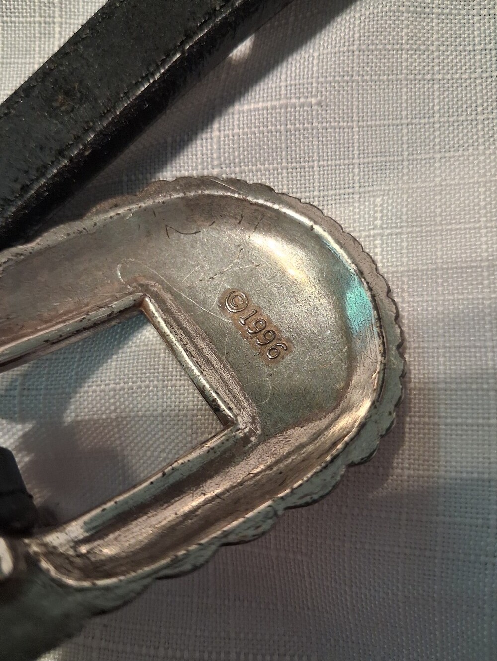 Tony Lama Vintage 1996 Western-Inspired Leather Belt with Silver Conchos - Picture 4 of 9